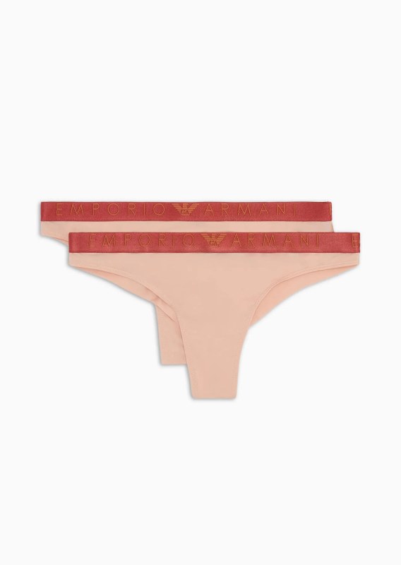 Dámská tanga 2PACK 163333 3F235 03050 nude - Emporio Armani