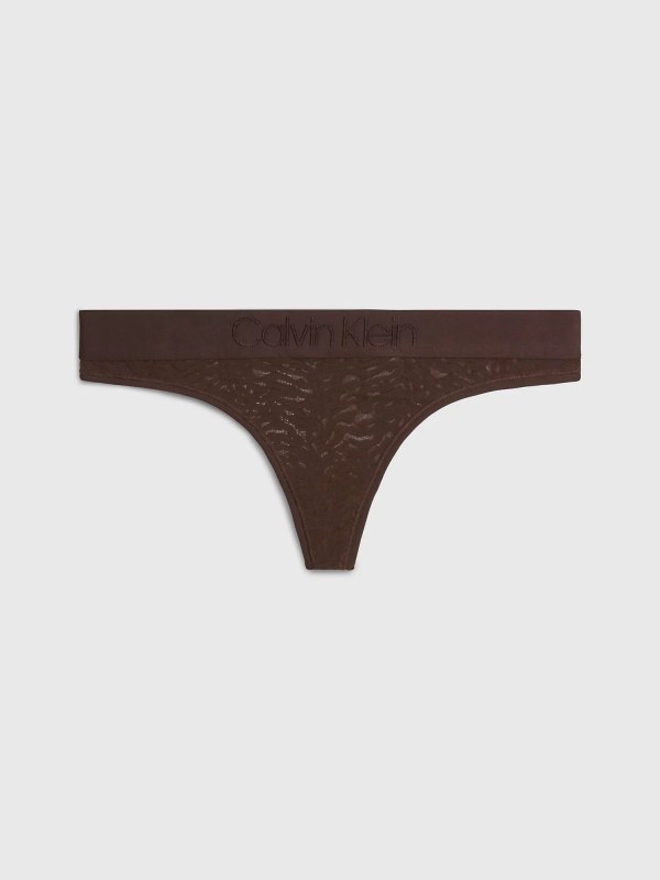 Dámská tanga 000QF7287E BKC tm. hnědé - Calvin Klein - Dámské spodní prádlo kalhotky a&nbsp;tanga tanga