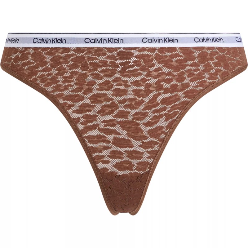 Dámská tanga HIGH LEG THONG 000QD5051E FUA hnědé - Calvin Klein - Dámské spodní prádlo kalhotky a&nbsp;tanga tanga