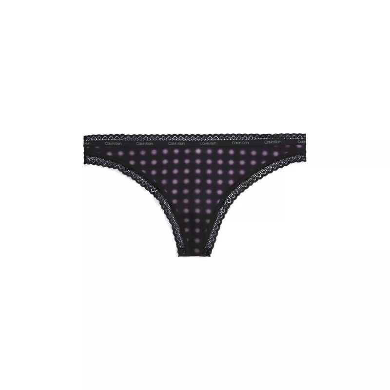 Dámská tanga 000QD3763E FTU černé se vzorem - Calvin Klein