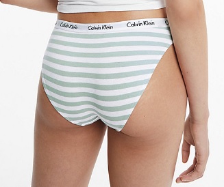 Dámské kalhotky D1618E 5XD bílá/zelená - Calvin Klein - Dámské spodní prádlo kalhotky