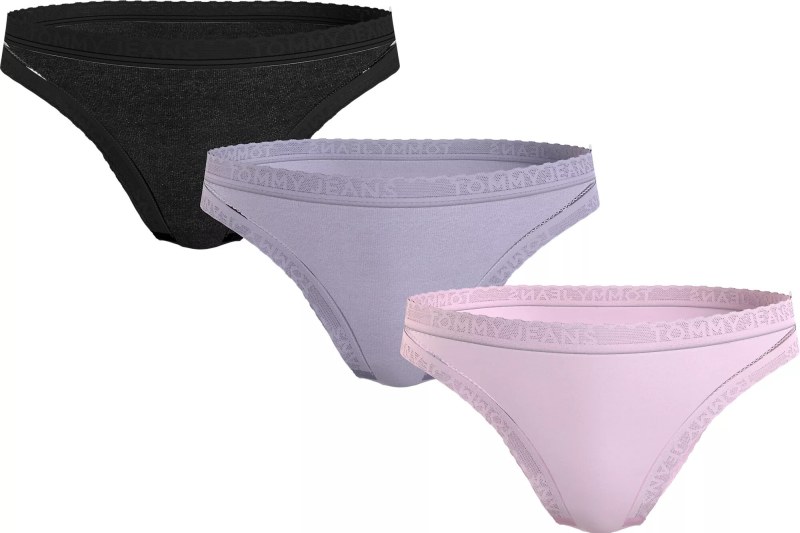 Dámské kalhotky 3Pack UW0UW05018 0V9 černé/fialové/sv. růžové - Tommy Hilfiger - Dámské spodní prádlo kalhotky
