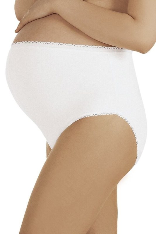 Bavlněné těhotenské kalhotky Mama Maxi bílé - Dámské spodní prádlo kalhotky