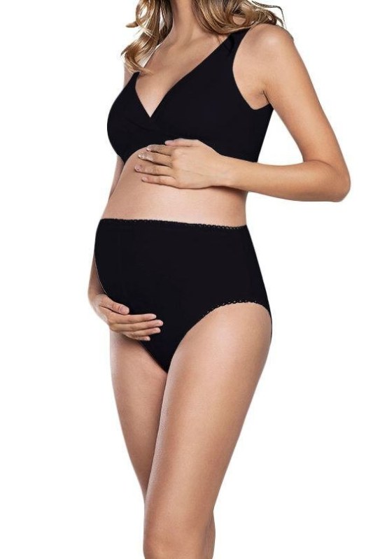 Bavlněné těhotenské kalhotky Mama Maxi černé