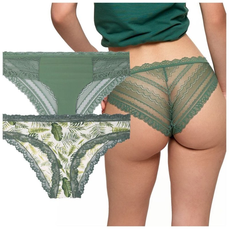 2 pack kalhotek BCL1900-002 zelené - Dámské spodní prádlo kalhotky