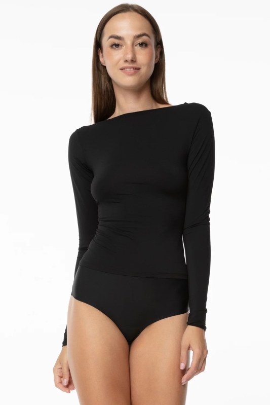 Dámské bezešvá košilka s dlouhým rukávem Simple Longsleeve Černá - Julimex - Dámské spodní prádlo košilky