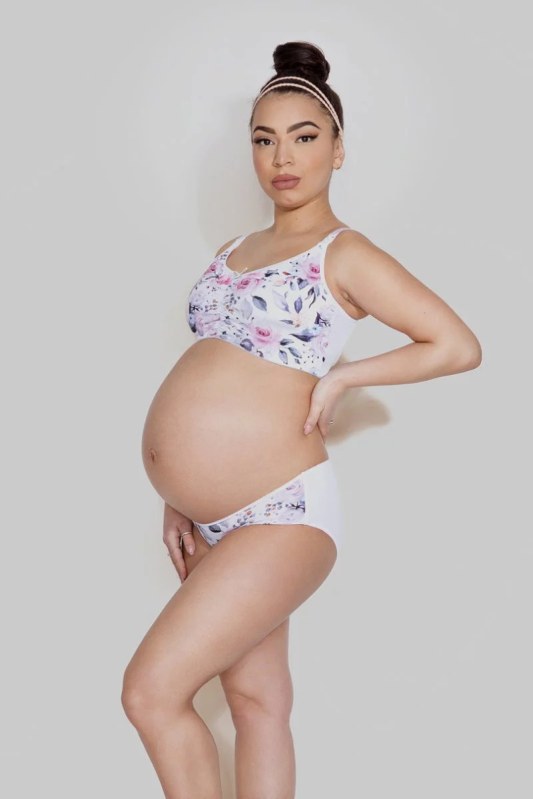 Dámská podprsenka kojící top Easy Bra MAMA basic bílá s květy - Mitex