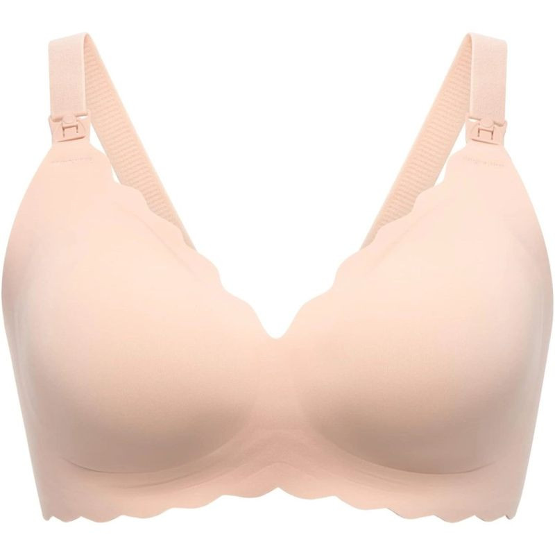 Momcozy YN46 (XL) | Jelly Strip – Bezešvá květinová kojící podprsenka typu push-up | Béžová s&nbsp;květinovým vzorem - Dámské spodní prádlo podprsenky