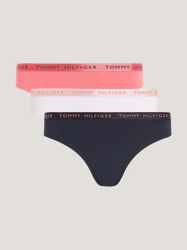 Dámská tanga 3Pack UW0UW04889 0V5 růžové - Tommy Hilfiger - Dámské spodní prádlo tanga