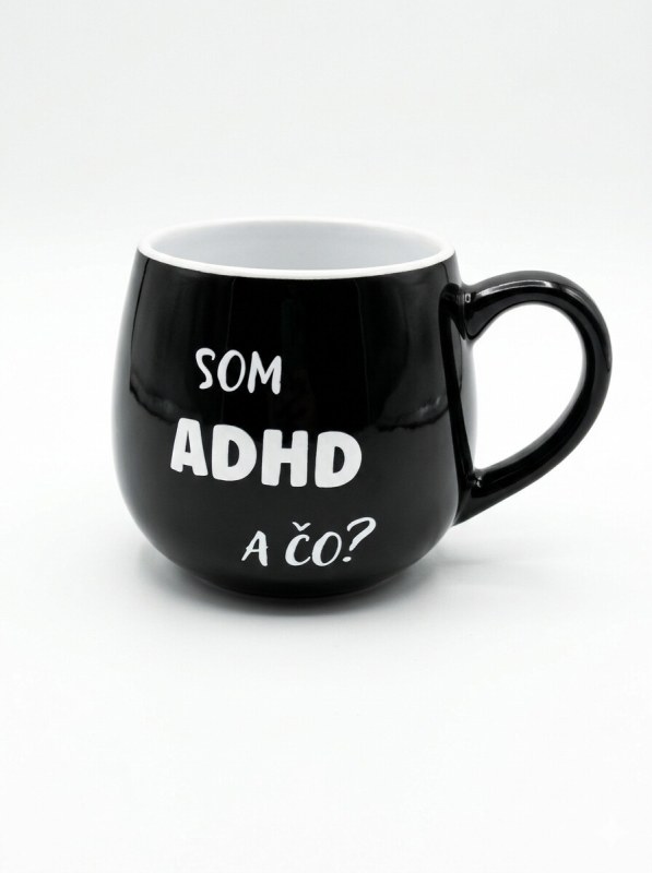 Keramický hrníček Som ADHD a čo? 300 ml černý - Giftela