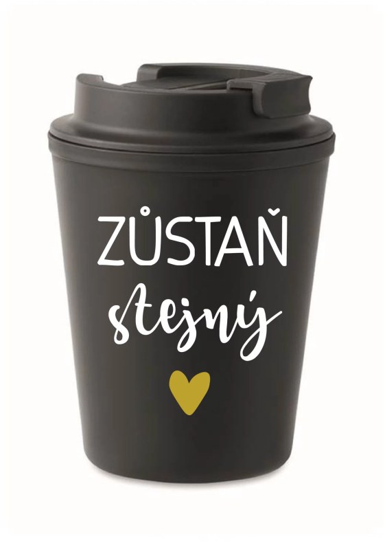 HRNEK ZŮSTAŇ STEJNÝ - černý termohrnek 300 ml - Dárkové produkty termohrnky