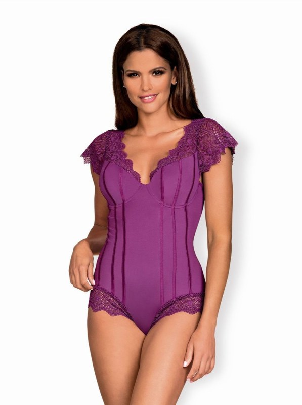 Svůdné body Moketta teddy purple - Obsessive - Erotické prádlo body
