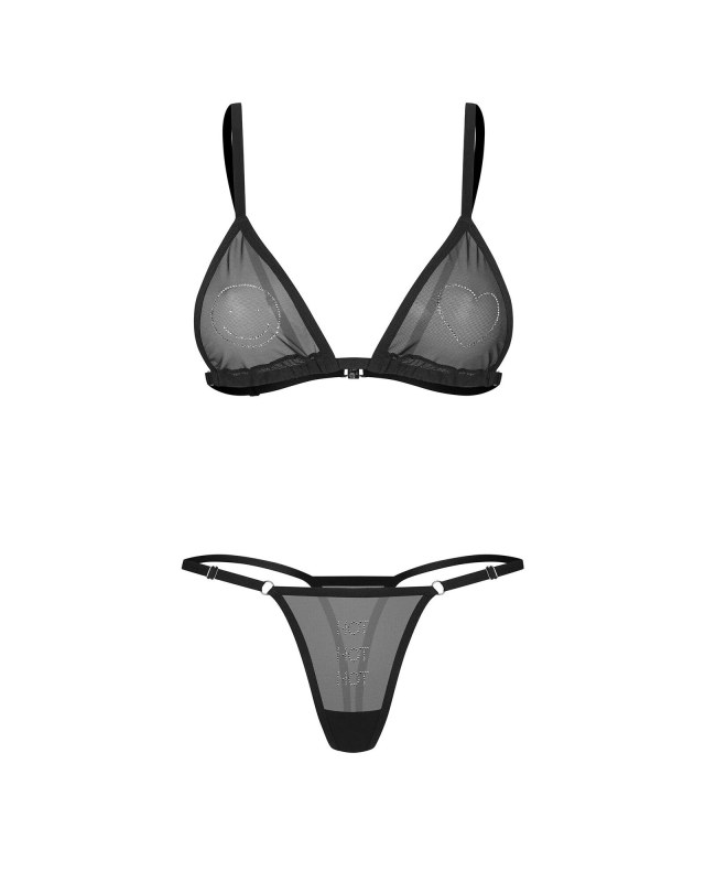 Dámský sexy set Wet Me 2-Pcs Set černý - Obsessive