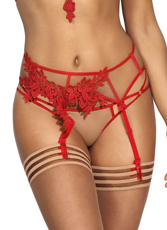 Podvazkový pás V-8862 červený - Axami - Erotické prádlo komplety a sety