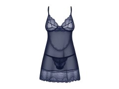 Dámská svůdná košilka Nightly Blue Chemise tm. modrá - Obsessive