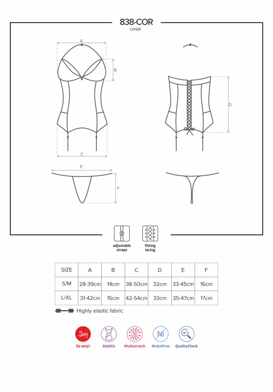 Korzet 838-COR corset - Obsessive - Erotické prádlo korzety