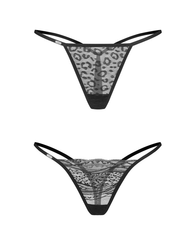Dámská sexy tanga Clara 2-Pack černé - Obsessive - Erotické prádlo tanga