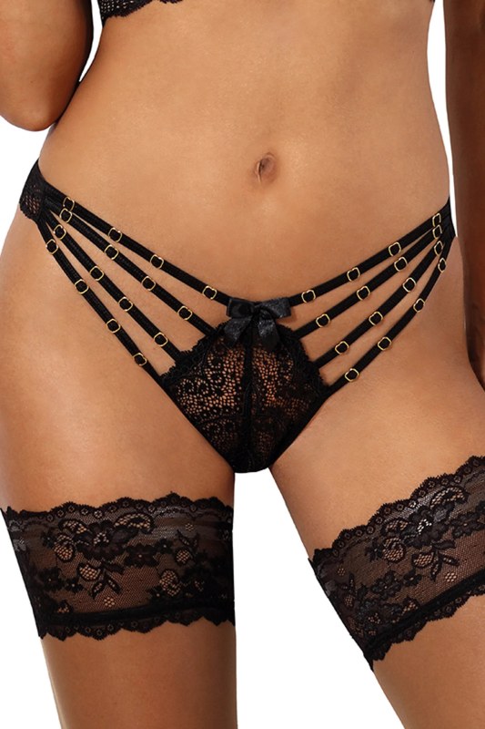 Dámské sexy tanga V-10088 Černá - Axami - Erotické prádlo tanga