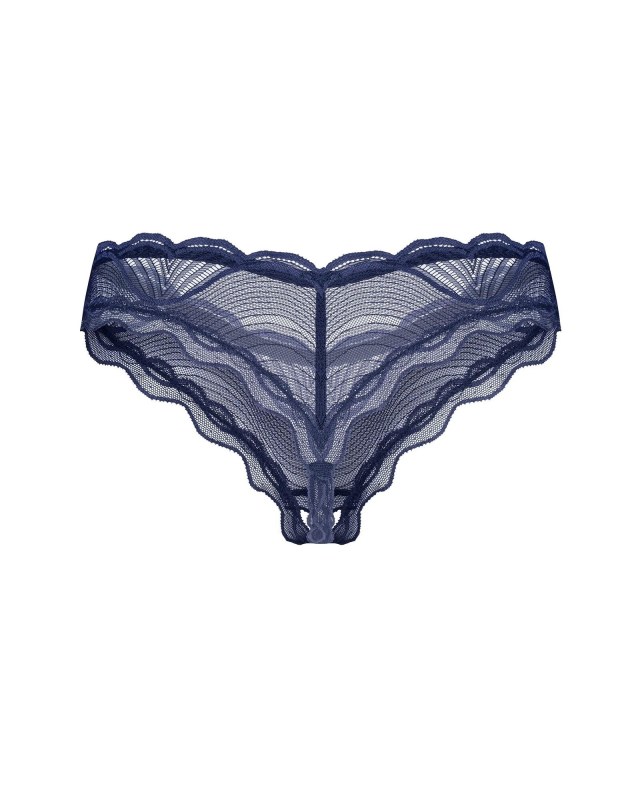 Dámská tanga Nightly Blue Crotchless Thong tm. modré - Obsessive - Erotické prádlo tanga