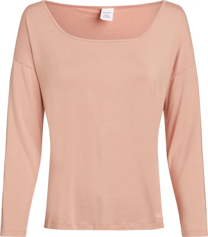 Dámský pyžamový top L/S CURVE NECK 000QS7006E FSR make-up - Calvin Klein