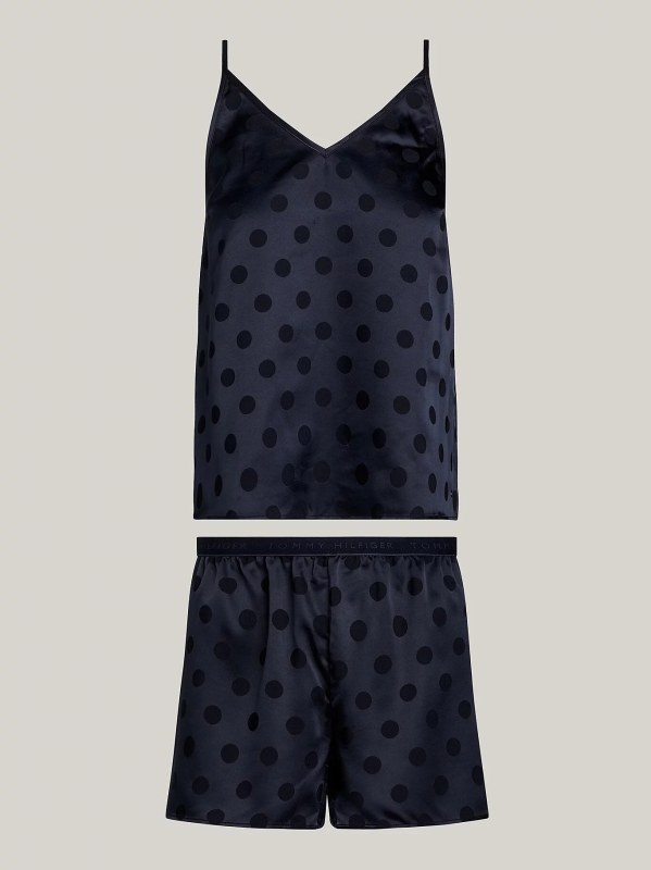 Dámský pyžamový set dárkové balení GIFT PYJ CAMI SET & SLIPPERS UW0UW04855 DW5 tm. modré - Tommy Hilfiger