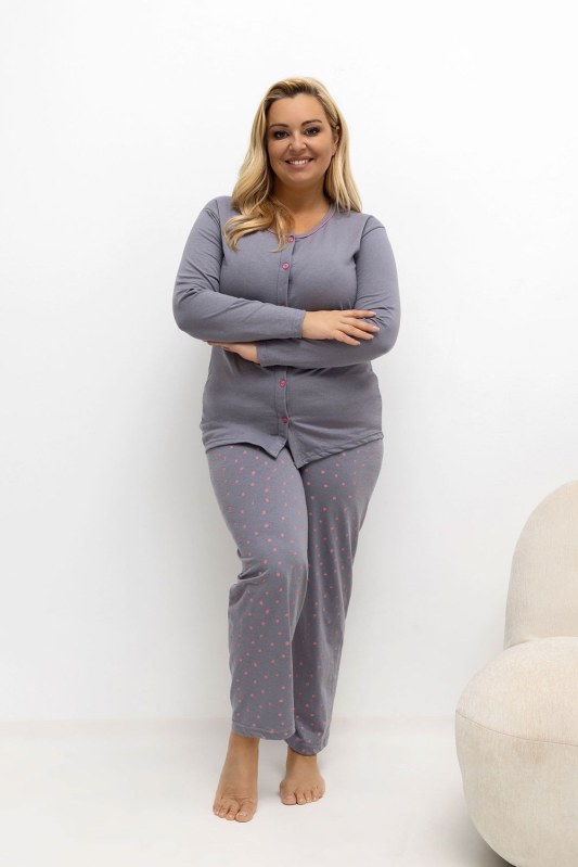 Pohodlná pyžama pro plnoštíhlé s puntíky model 221198 Forever Pink