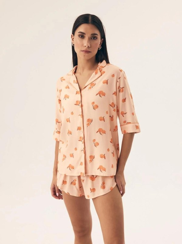 Henderson Dámské pyžamo 42686 Naranja kr/r S-2XL pruhované - Noční prádlo Dámská pyžama