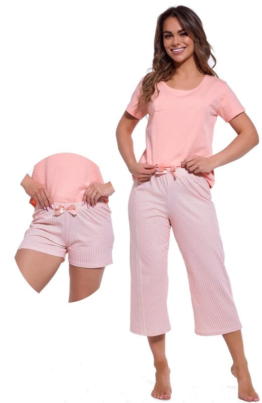 Dámské třídílné pyžamo Cornette 466/322 Cleo kr/r S-2XL - Noční prádlo Dámská pyžama