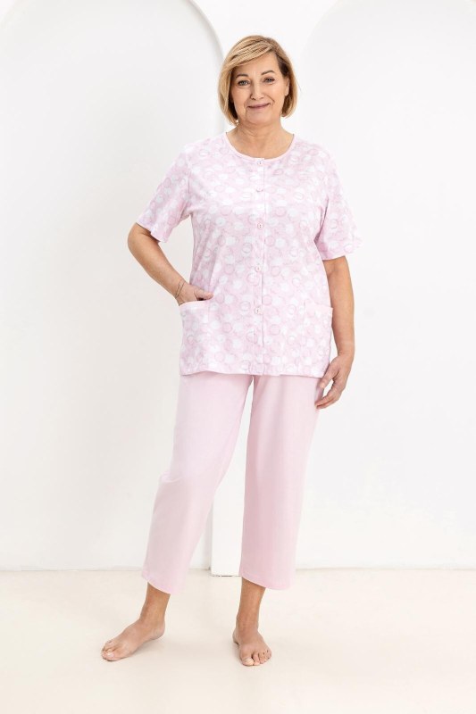 Pyžamo Regina 738 cr/r 2XL-3XL W26 dámské rozepínací - Noční prádlo Dámská pyžama