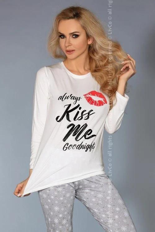 Pyžamo Sweet Kiss 109 Ecru-grey - LivCo Corsetti - Noční prádlo Dámská pyžama