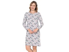 Dámská noční košile CHR-K 3022 šedá s plameňáky - Christina Secret