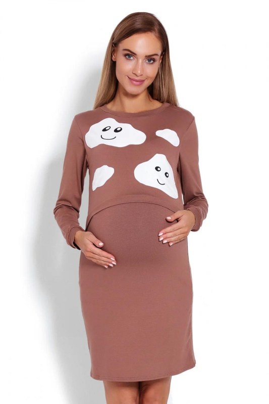 Těhotenská noční košile s&nbsp;dlouhým rukávem model 122964 PeeKaBoo - Noční prádlo Dámská pyžama noční košile