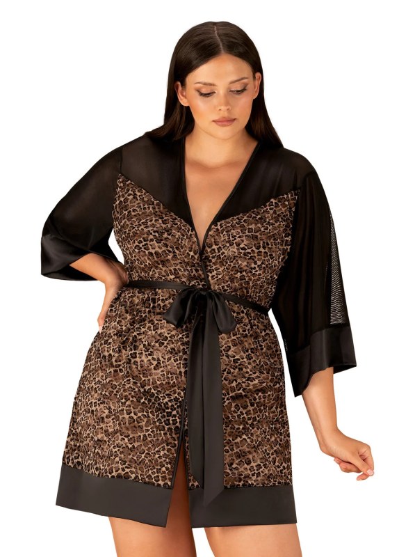 Dokonalý župan Allunes peignoir 2XL/3XL - Obsessive - Noční prádlo Dámské župany