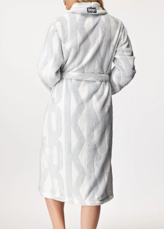 Dámský župan YI2522605F bílá/šedá - DKNY