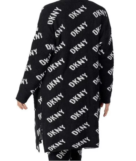 Dámský župan - cardigan YI3022597 019 černá/bílá - DKNY