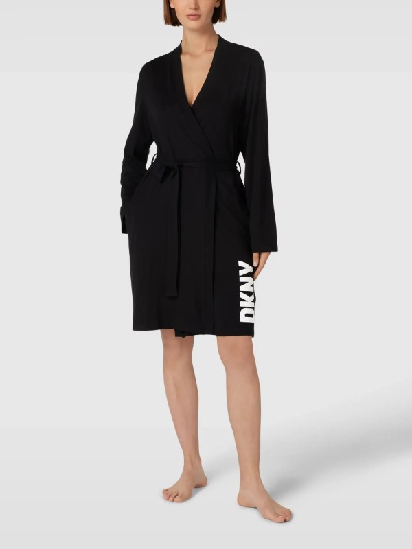 Krátký dámský župan YI2122635 001 černý - DKNY