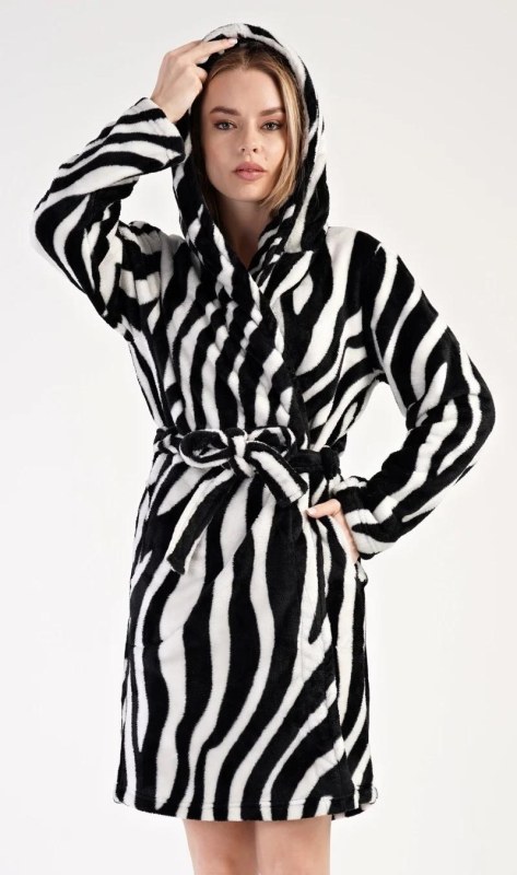Dámský župan krátký s kapucí Zebra