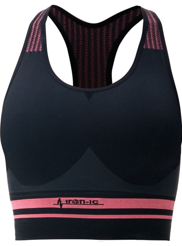 Sportovní podprsenka fitness IRON-IC - střední podpora - černo-růžová Barva: Černo-růžová, Velikost
