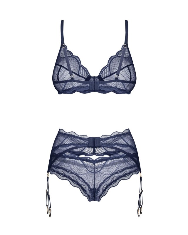 Dámský sexy set Nightly modrá 3-PCS SET tm. modrý - Obsessive