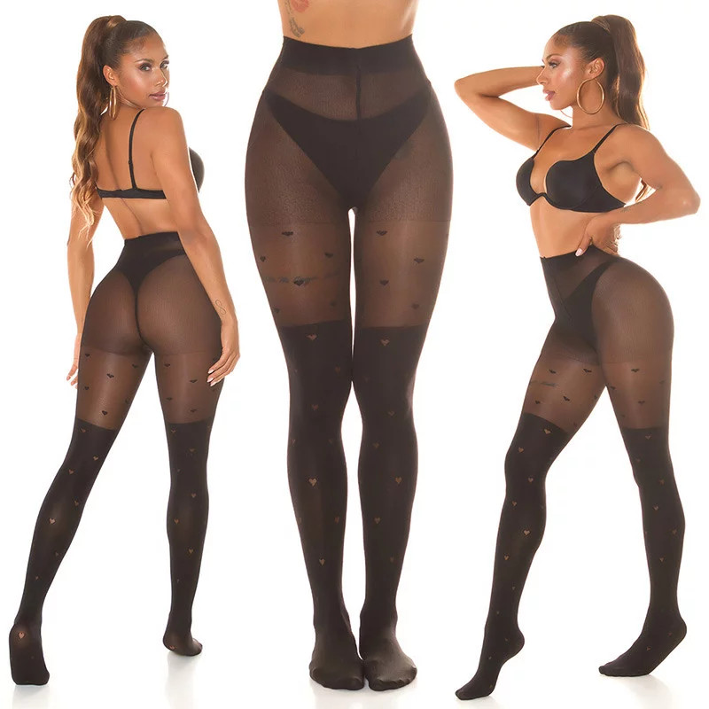 Dámské sexy punčocháče "Hearts" SH6718 černé - In-StyleFashion - Punčochy a&nbsp;Podvazky punčochové kalhoty