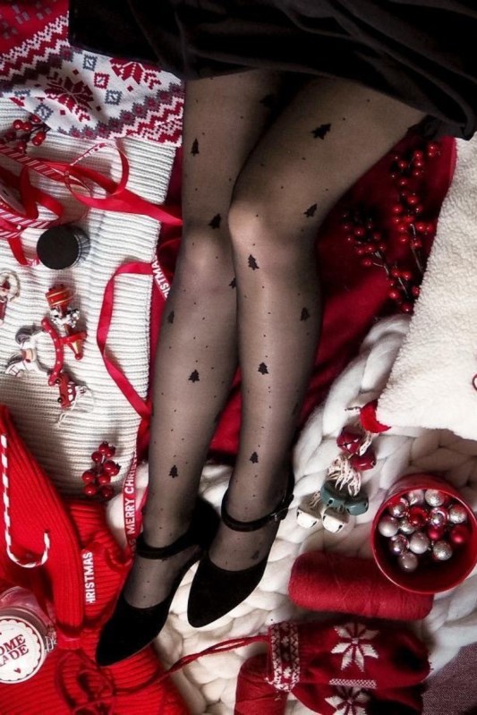 Tenké dámské punčochové kalhoty – CHRISTMAS TREES