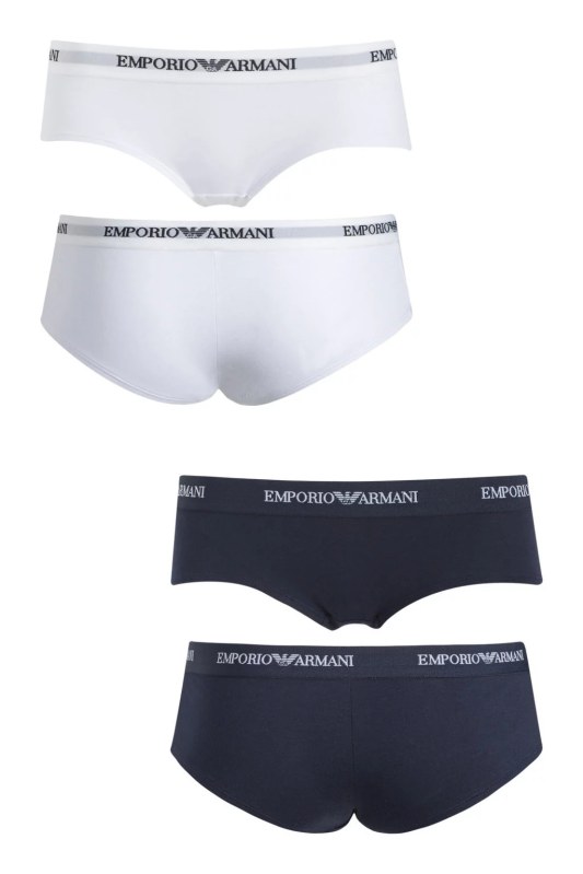 Kalhotky 2pcs 163263 CC317 10410 bílotmavěmodrá - Emporio Armani - Ženy Dámské spodní prádlo kalhotky
