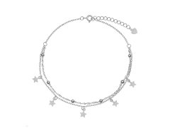 AGAIN Jewelry Stříbrný náramek na nohu s hvězdičkami AJNH0006