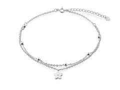AGAIN Jewelry Dvojitý stříbrný náramek na kotník Květinka AJNH0013