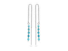 AGAIN Jewelry Stříbrné řetízkové náušnice s&nbsp;apatitem AJKNS001