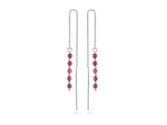 AGAIN Jewelry Stříbrné řetízkové náušnice s&nbsp;rubínem AJKNS007