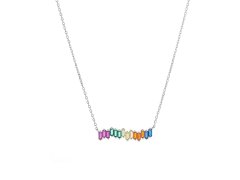 AGAIN Jewelry Krásný stříbrný náhrdelník s barevnými zirkony AJNA0010