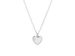 AGAIN Jewelry Něžný stříbrný náhrdelník Srdce s perletí AJNA0031 (řetízek, přívěsek)