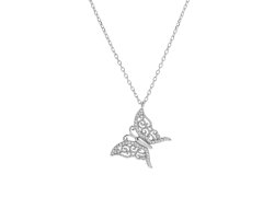 AGAIN Jewelry Půvabný stříbrný náhrdelník s motýlkem AJNA0018 (řetízek, přívěsek)
