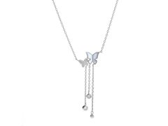 AGAIN Jewelry Stříbrný náhrdelník Motýlci s perletí AJNA0004